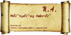 Mátyásy Ambró névjegykártya